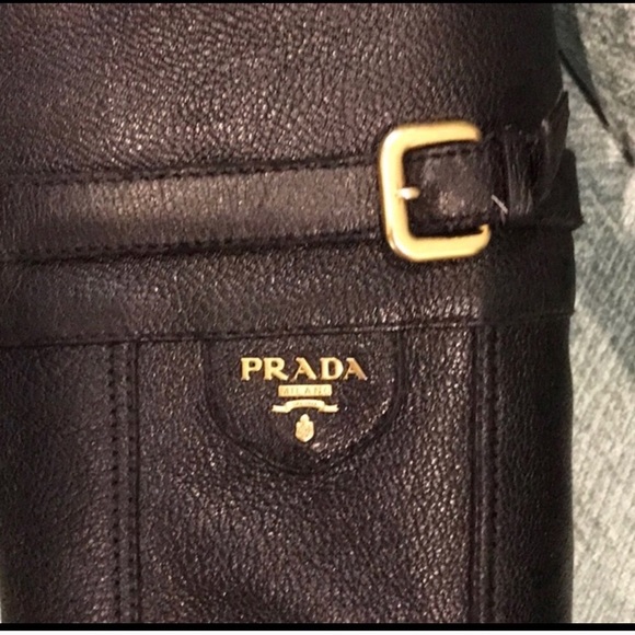Prada logo black leather boots - Picture 3 of 6